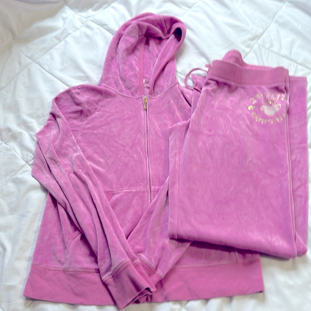 Juicy Couture pink velour track suit size large